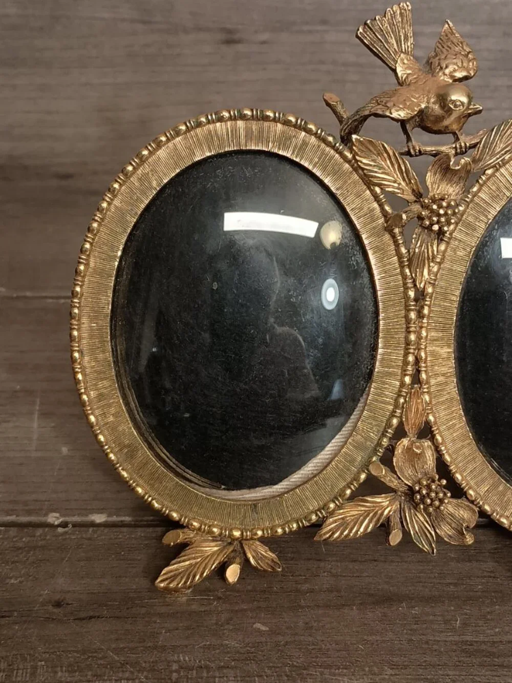 Vintage Matson 24KT Gold Plated Double Oval Miniature Picture Frame 6 3/8